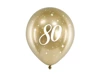 Balony Glossy 30cm, Urodzinowe, 80, Złote - 6 sztuk