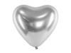 Balony lateksowe 30cm, Serca, Glossy, Srebrne - 50 sztuk