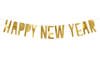 Baner papierowy, Happy New Year, Złoty Lustrzany - 10 x 90 cm