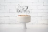 Topper na tort - Happy Birthday - Srebrny - 22,5cm - 1 szt.